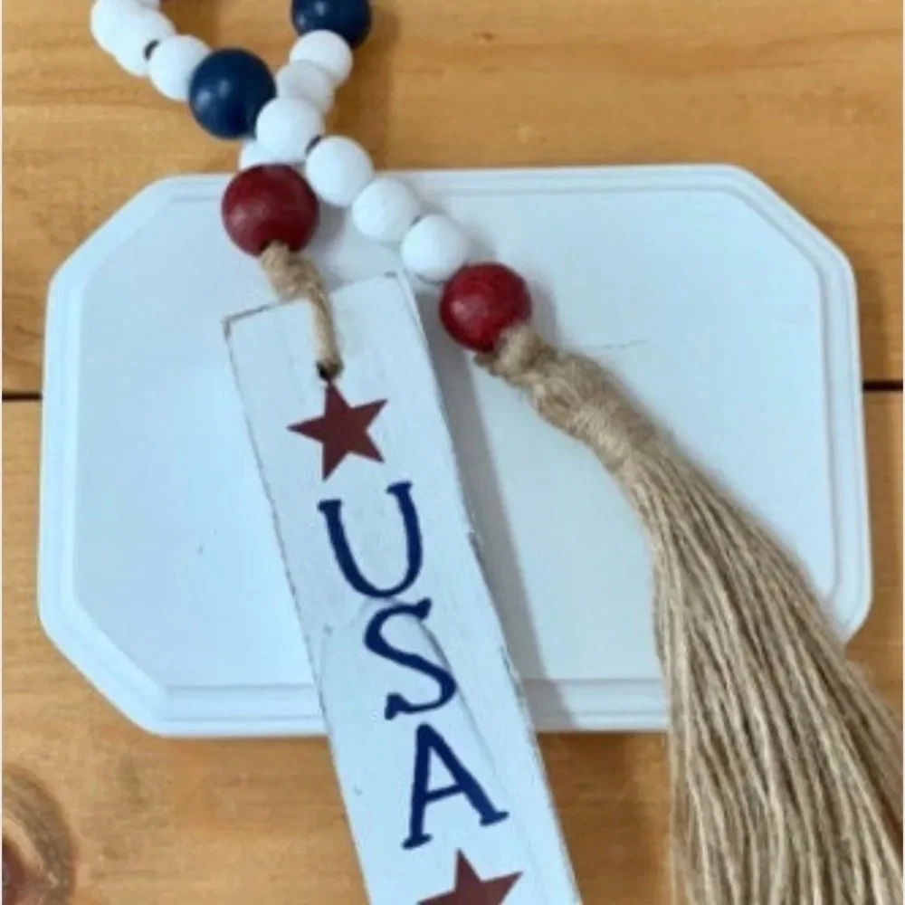 Patriotic USA Beaded Garland: 4th of July Tiered Tray Decor